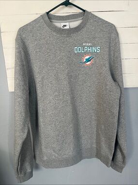 Nwot Nike Gray Miami Dolphins Crewneck Sweatshirt - Aqua & Orange Logo